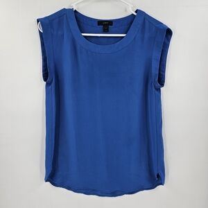 J. Crew Sleeveless Royal Blue Silk-Like Shell Top